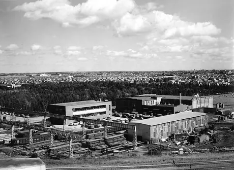 Industrial area of Edmonton, looking northeast from CNR mainline