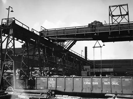 Canadian National Railway cars at the Steel Company of Canada