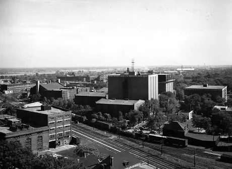 View of the Hiram Walker Distillery