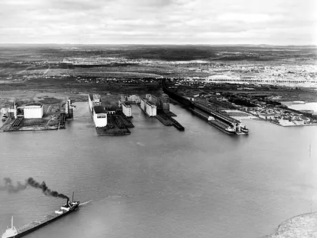 Aerial view of Port Arthur's various industries