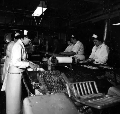 Employees in the sea salad division of the National Sea Priducts processing plant