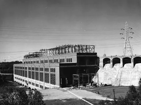 Exterior of powerhouse, Isle Maligne, Quebec