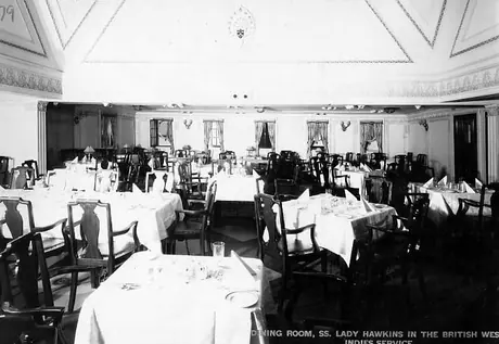 Dining room of the S.S. Lady Hawkins