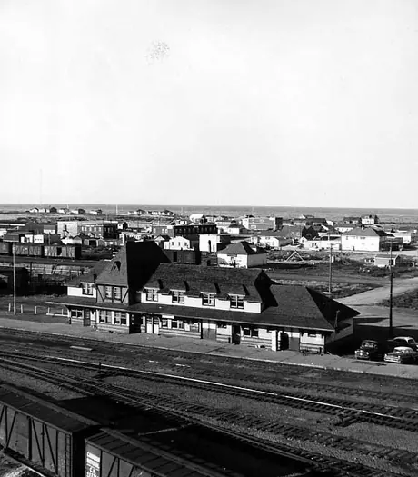 View of Churchill Station and town