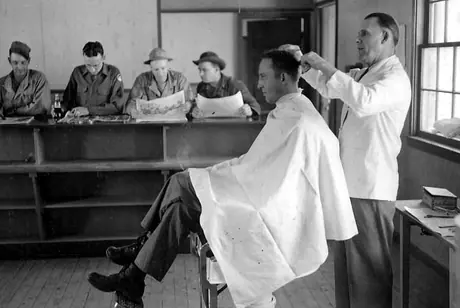 Barber shop inside the airport, The Pas, Manitoba (U.S. Army and Airforce base?)