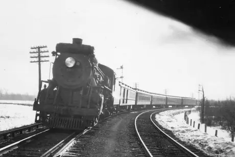 Passenger train 332 The Ambassador from Montreal to Boston / New York with Central Vermont Railway 4-6-2 type steam locomotive 231, built by Baldwin in 1912, scrapped in 1954.