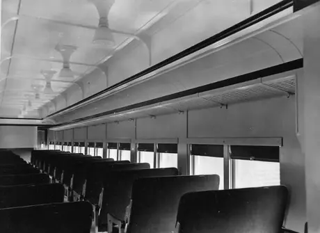 Interior of Central Vermont Railway passenger car 390 after modernization.