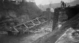Bridge 24 of the Central Vermont Railway at Bethel destroyed by flooding
