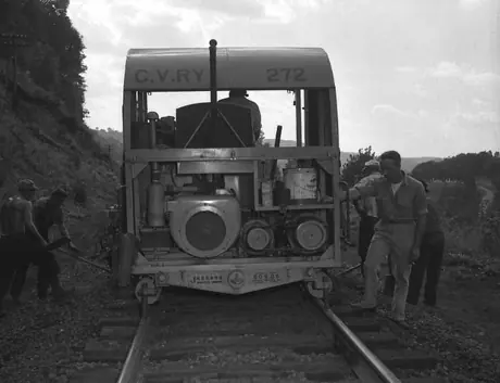 Relaying track on the Central Vermont Railway - ballast tamper 272