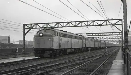 Arrival of the first Amtrak train at Montreal from Washington, DC.  Diesel locomotive 4039