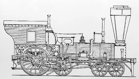 Vermont Central Railroad locomotive 1, Governor Paine, built by Baldwin, 1849.