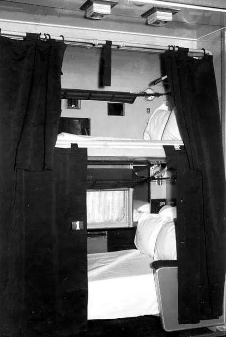 Made-up beds in the sleeping car