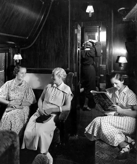 Passengers in the sleeping car during the day