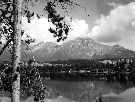 View of Pyramid Mountain and Jasper Park Lodge