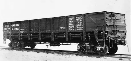 Wooden side dump gondola 131272 built by the Eastern Car Co., Nw Glasow, NS in May 1923.