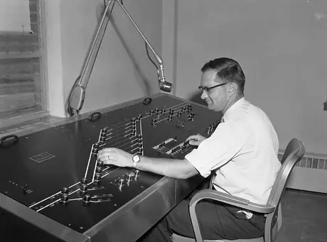 Control panel for a hump yard.