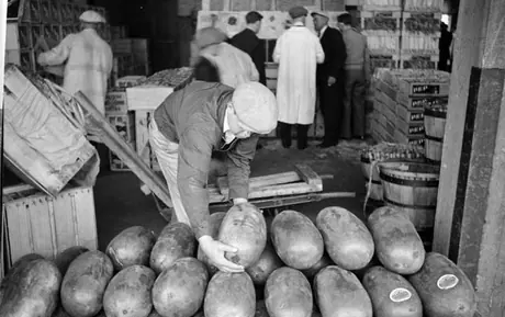 Loading watermelons, Montreal Fruit Terminal