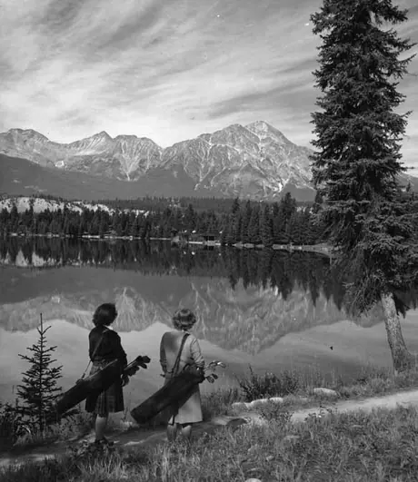 A view of the Lac Beauvert walk at the Jasper Park Lodge golf course