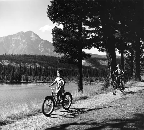 Children cycling along a bicycle trail