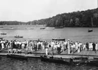 Spectators watching a regatta at Port Carling