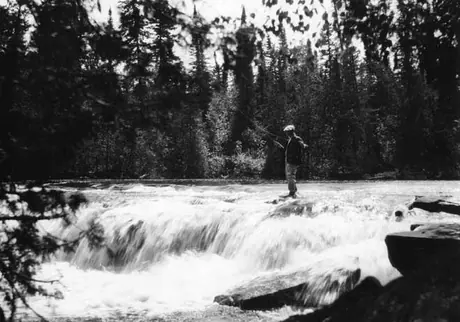 Fishing in the rapids of Wabinosh River