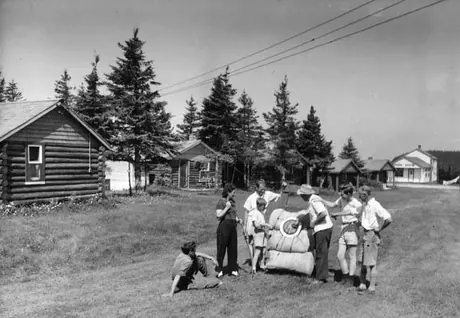Practicing archery at Gaspé
