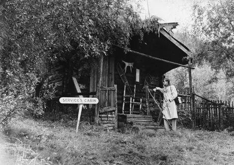 Exterior view of Robert Service’s cabin, Dawson