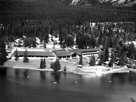 Aerial view of Jasper Park Lodge