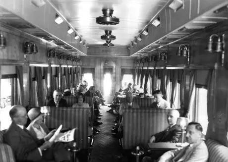 Passengers traveling in a new lounge car