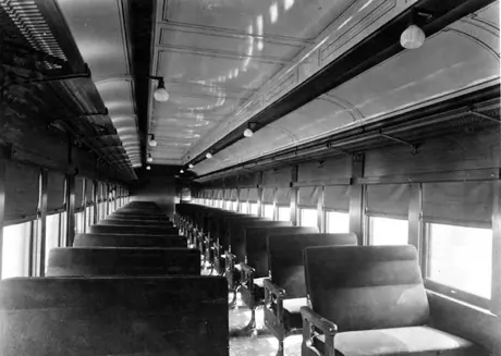 Interior view of a first class passenger car