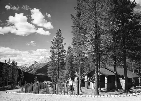 A view of the cabins at Miette Hot Springs, Jasper