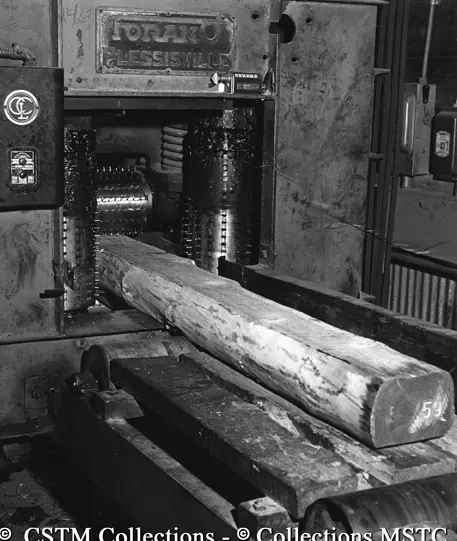 A step in the process of manufacturing railway ties