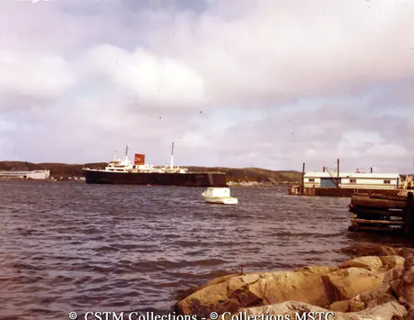 Train ferry MV Patrick Morris entering harbour