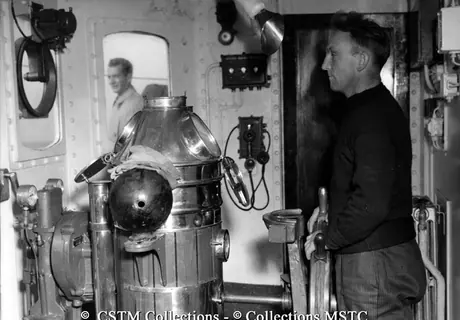 Baxter Mills at the wheel of the S.S. Springdale