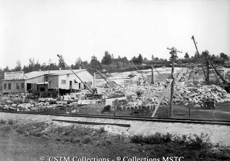 Exterior view of a stone quarry, Rivière a Pierre, Quebec
