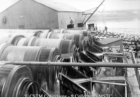 Barking machines at Laurentide Pulp Mill