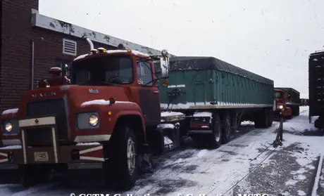 A modern grain truck:  Mack tractor with a semi-trailer