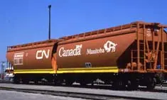 Experimantal articulated cylindrical hopper car for service to Churchill, manitoba