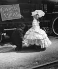 Fixing her costume after departing the Museum Train