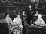 Reenacting Sunday service in the sleeping car of  the Museum Train