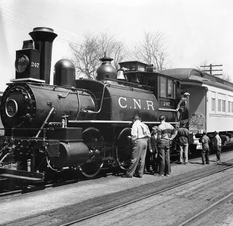 Examining locomotive 247 and the Museum Train
