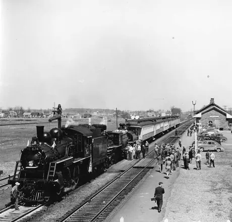 People gathered to see the Museum Train in Cornwall