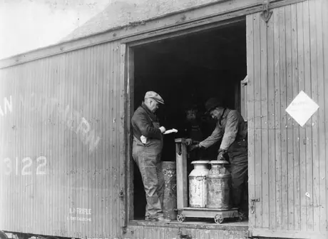 Maple sugar - shipping scenes - Canadian Northern box car 63122