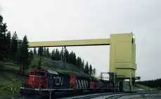 A 4 unit consists of SD-40 diesel locomotives used for unit coal trains at a coal loader