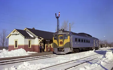 Railiner RDC-3 D-302 at Harcourt, N.B.  This diesel rail car was built by Budd in 1957