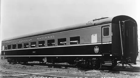 First class EM coach 5527, built by Canadian Car & Foundry Company in 1954