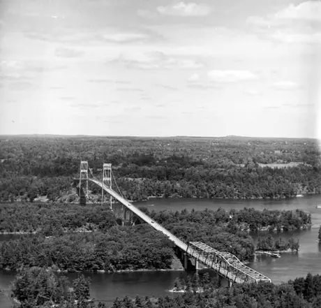 Aerial view of the Thousand Islands Bridge