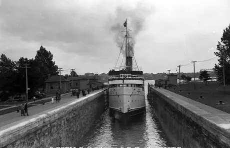 Ship passes through the Soo locks