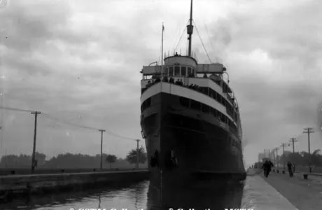 S.S. Noronic goes through the Soo locks