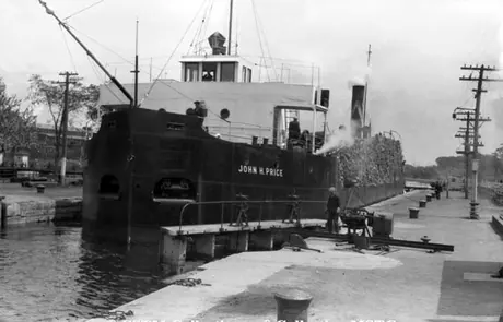 The John H. Price freighting wood through Lachine Canal, Montreal
